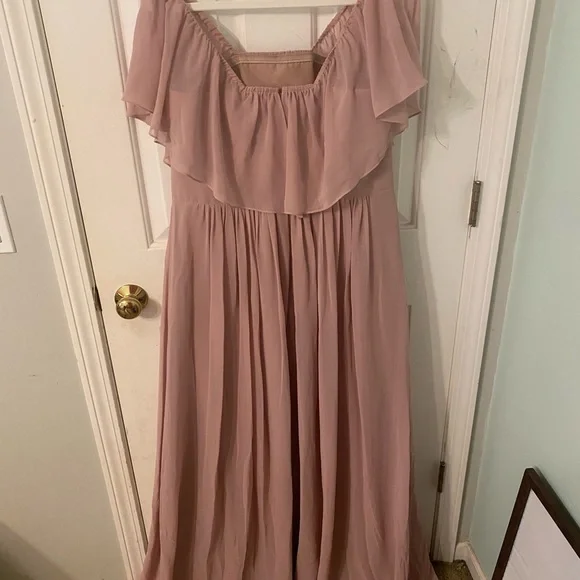 Revelry Pink Pleated Sweetheart Neckline bridesmaids dress size 14 - Picture 4 of 5